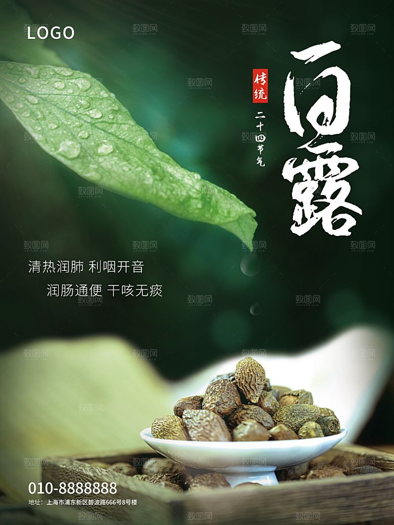 白露节气简约大气海报