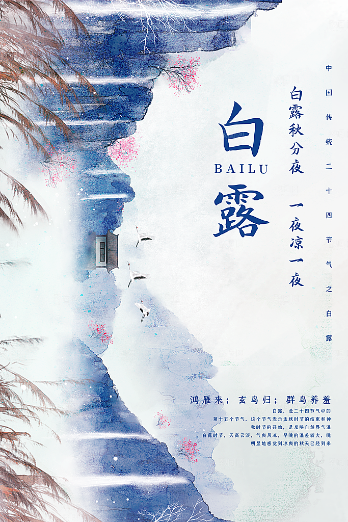 传统节气白露海报模版素材