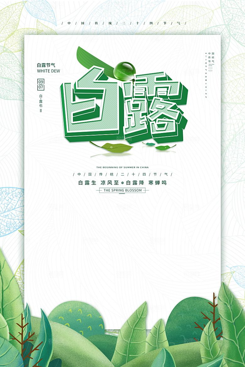 传统节气白露海报模版素材