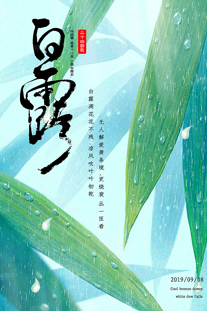 白露节气简约大气海报