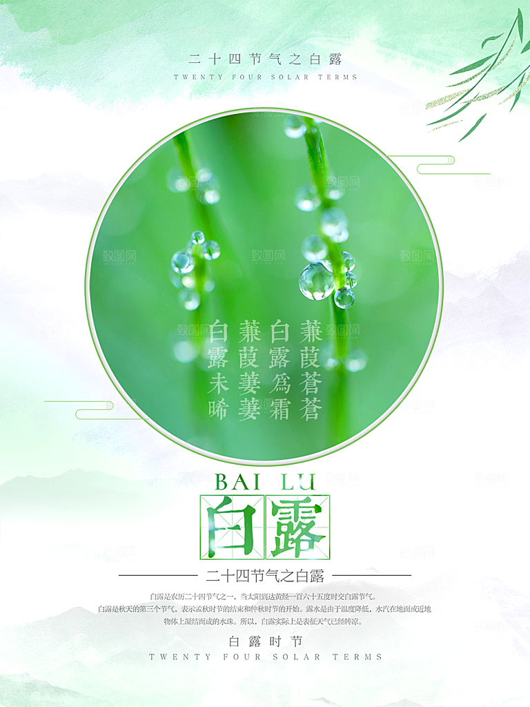 白露节气简约大气海报