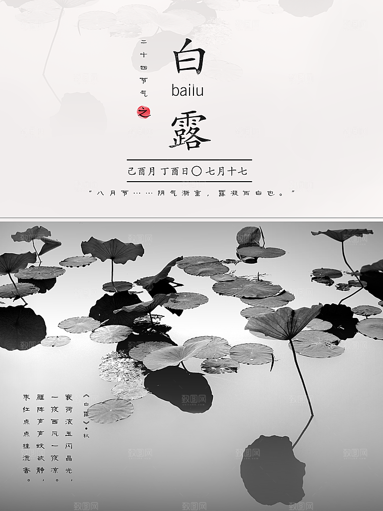 白露节气简约大气海报