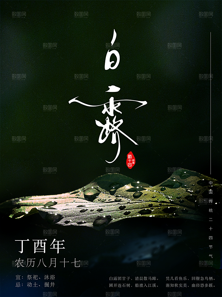 传统节气白露海报模版素材