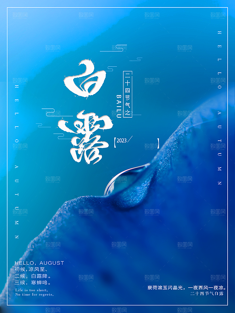 白露节气简约大气海报