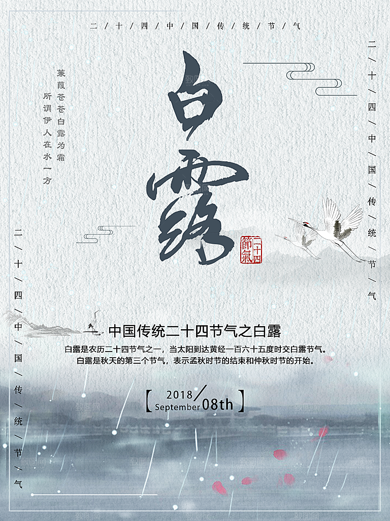 白露节气简约大气海报