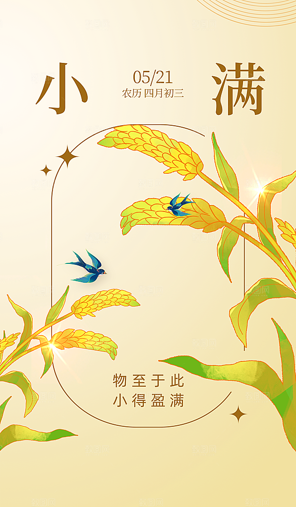 小满节气简约大气海报