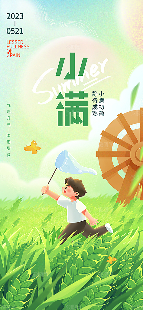 小满节气简约大气海报