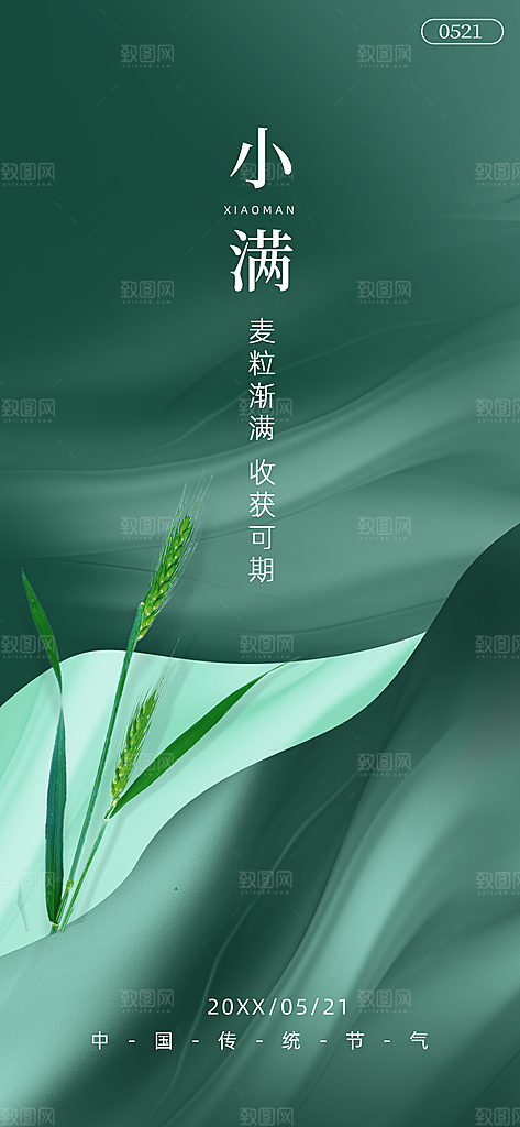 小满节气简约大气海报