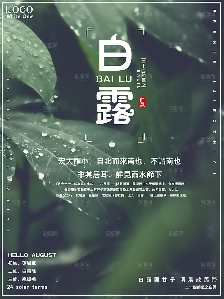 传统节气白露海报模版素材