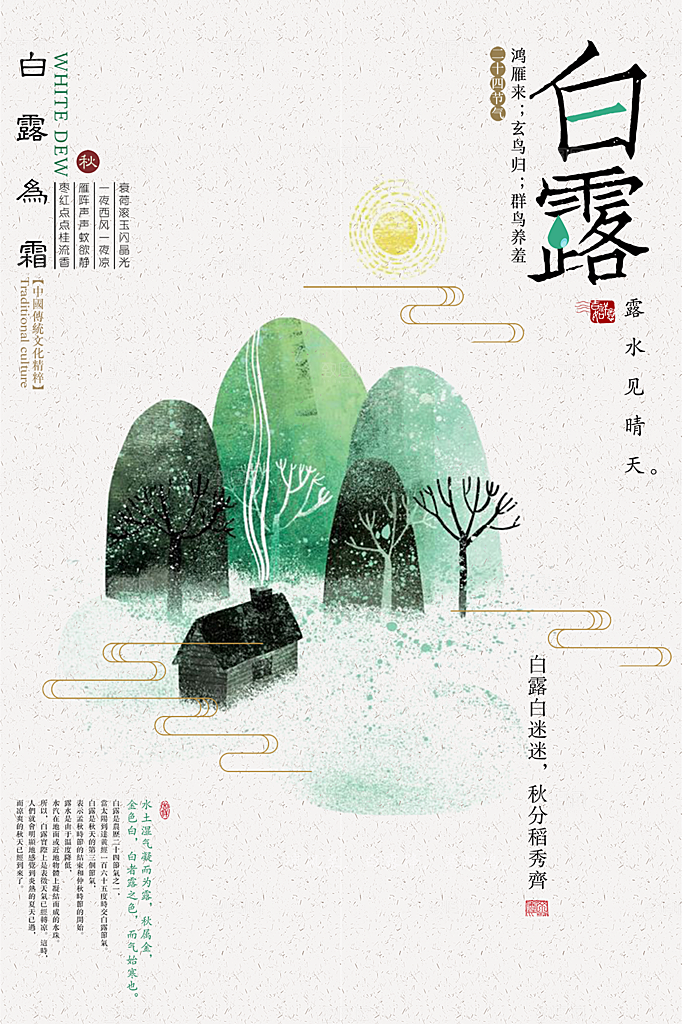 传统节气白露海报模版素材