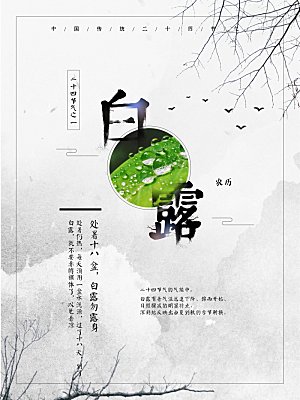 传统节气白露海报模版素材