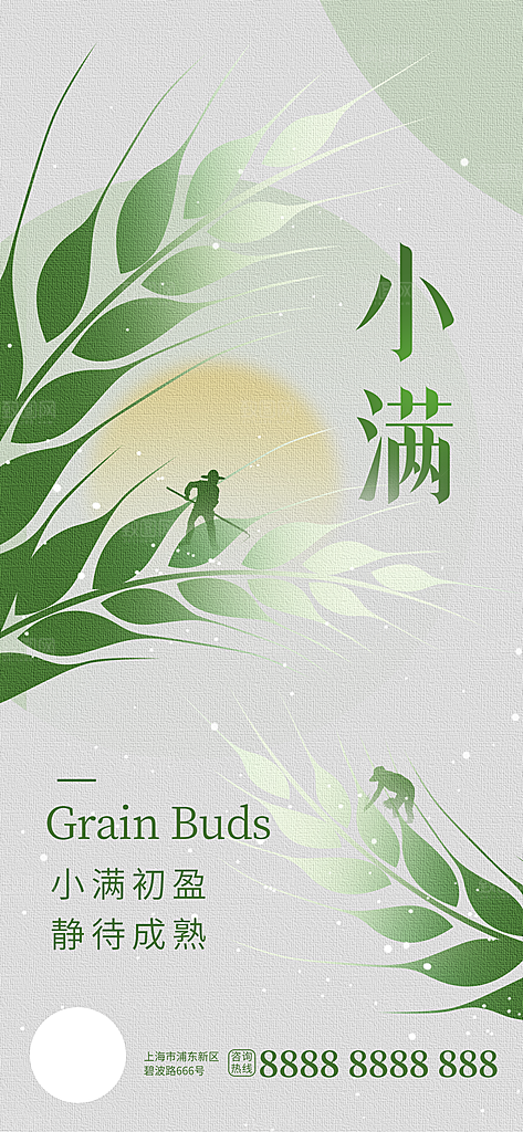 小满节气简约大气海报
