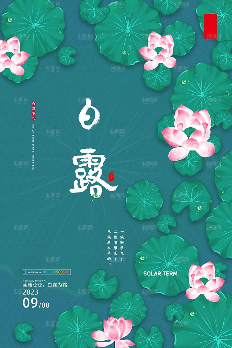 传统节气白露海报模版素材