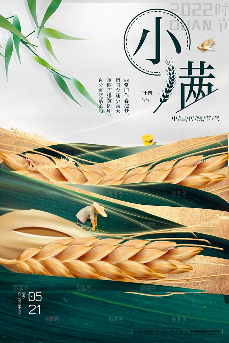 传统节气小满海报模版素材