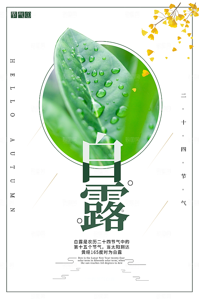 传统节气白露海报模版素材