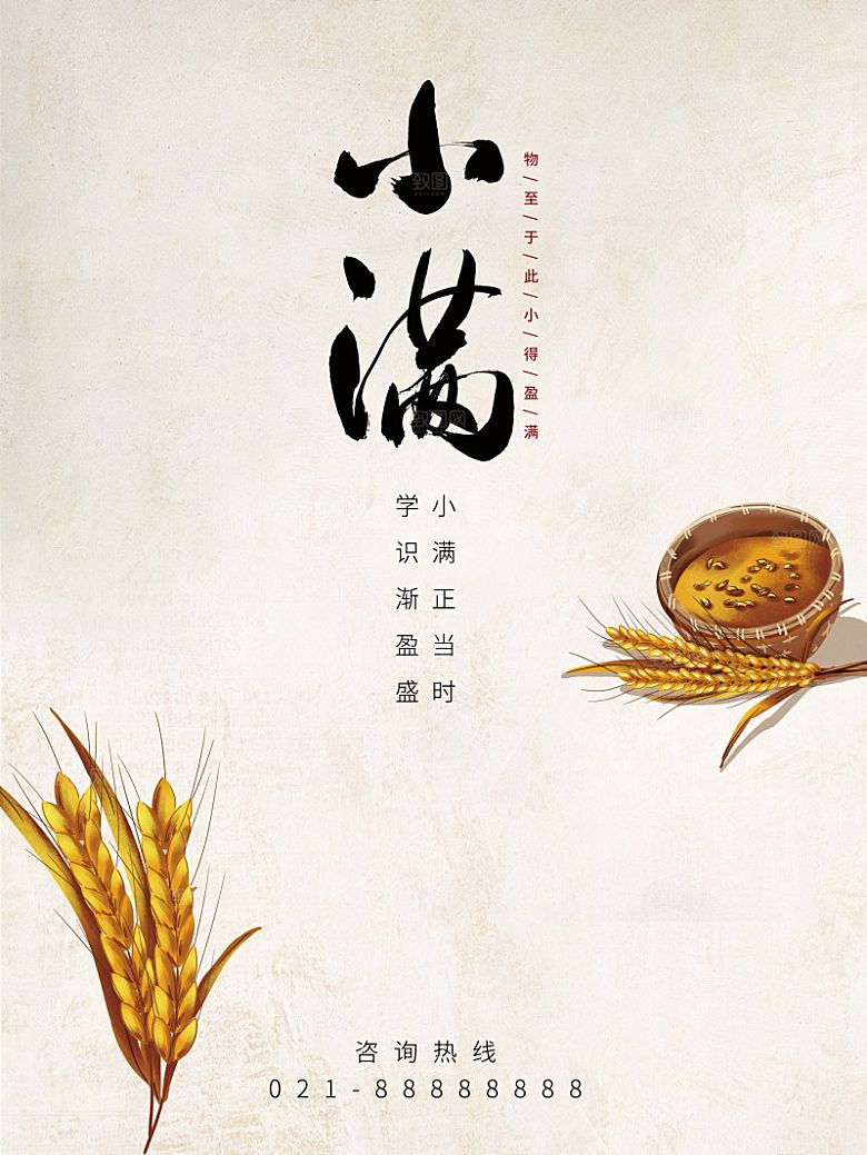 传统节气小满海报模版素材