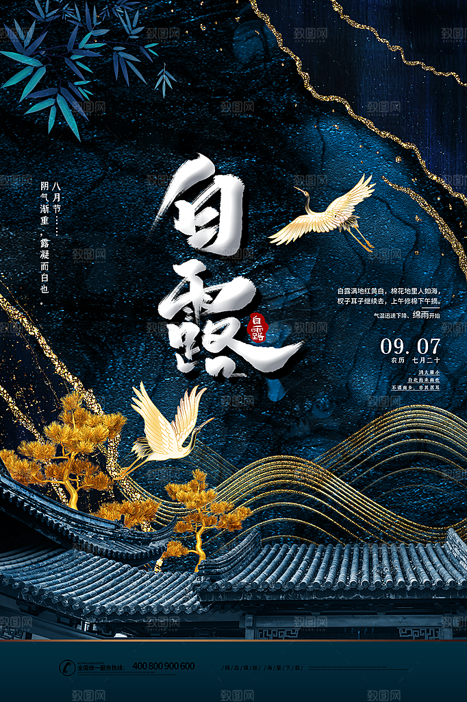 白露节气简约大气海报