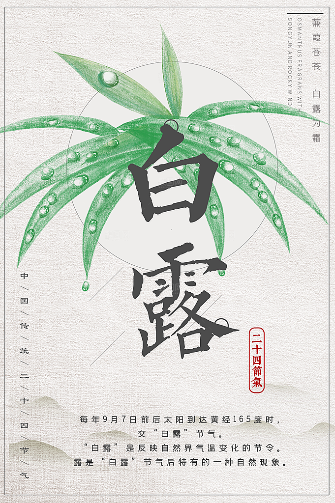 传统节气白露海报模版素材