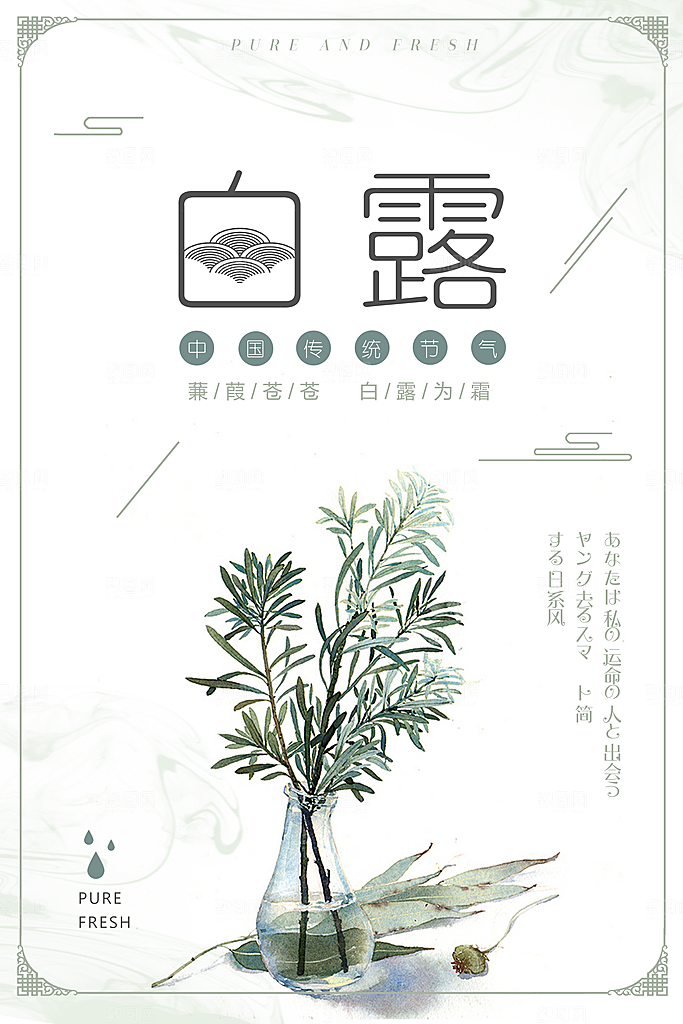 传统节气白露海报模版素材