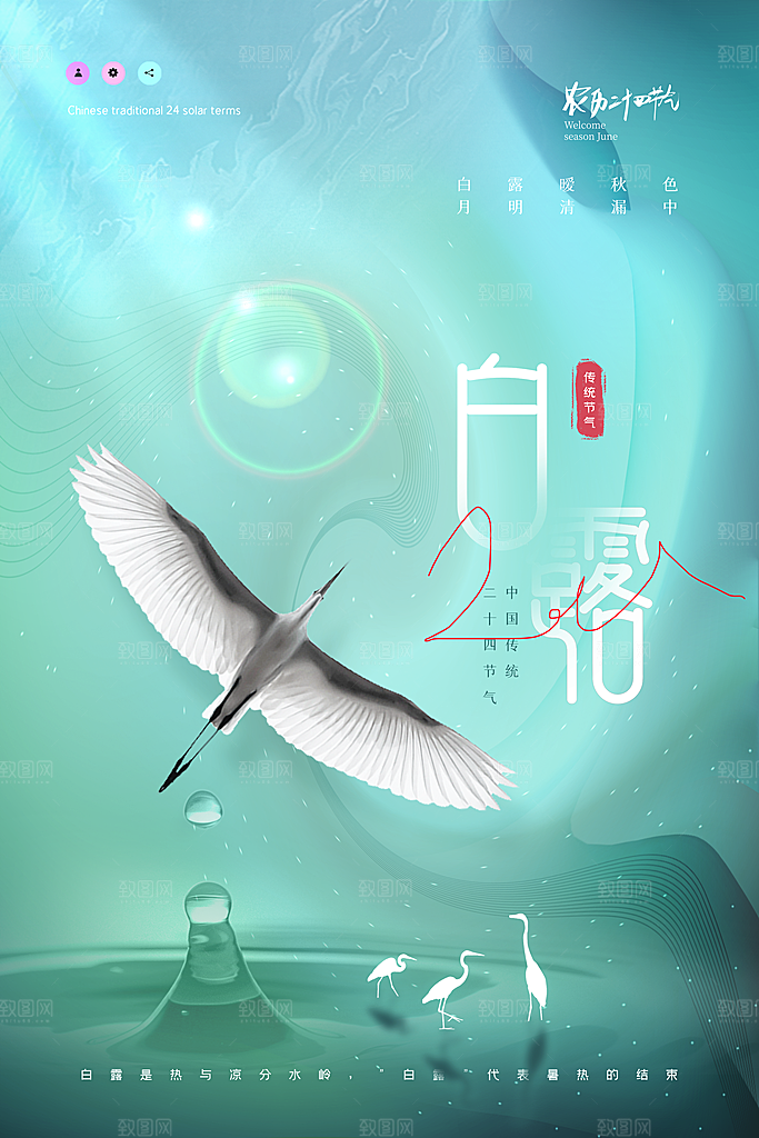 传统节气白露海报模版素材