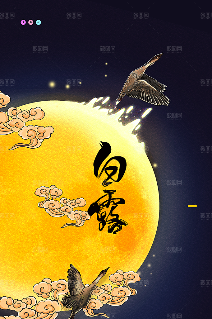 白露节气简约大气海报