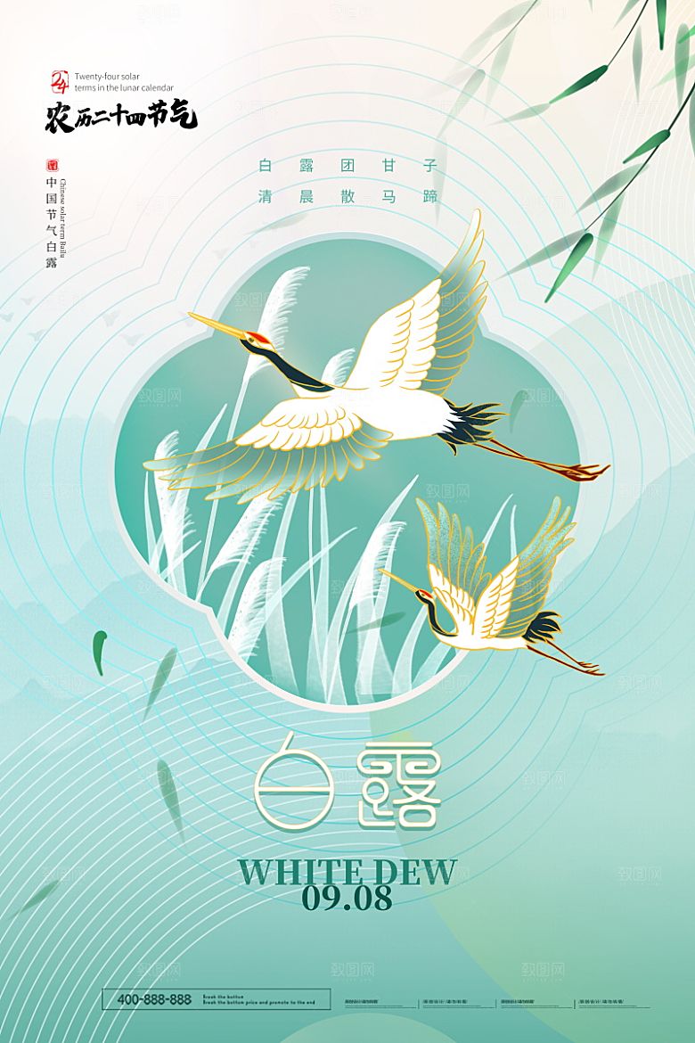 白露节气简约大气海报