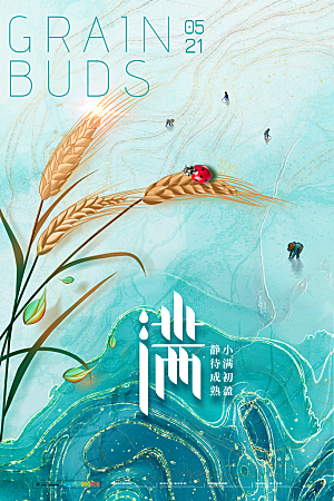 传统节气小满海报模版素材