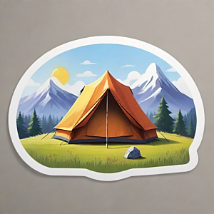 帐篷搭建的声音插画卡通风格贴纸