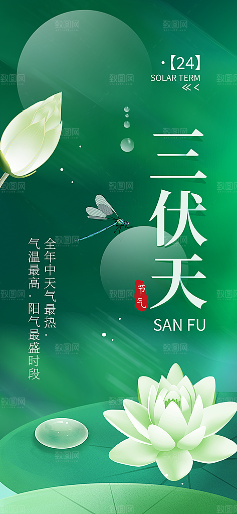 简约大气夏季三伏天海报模板