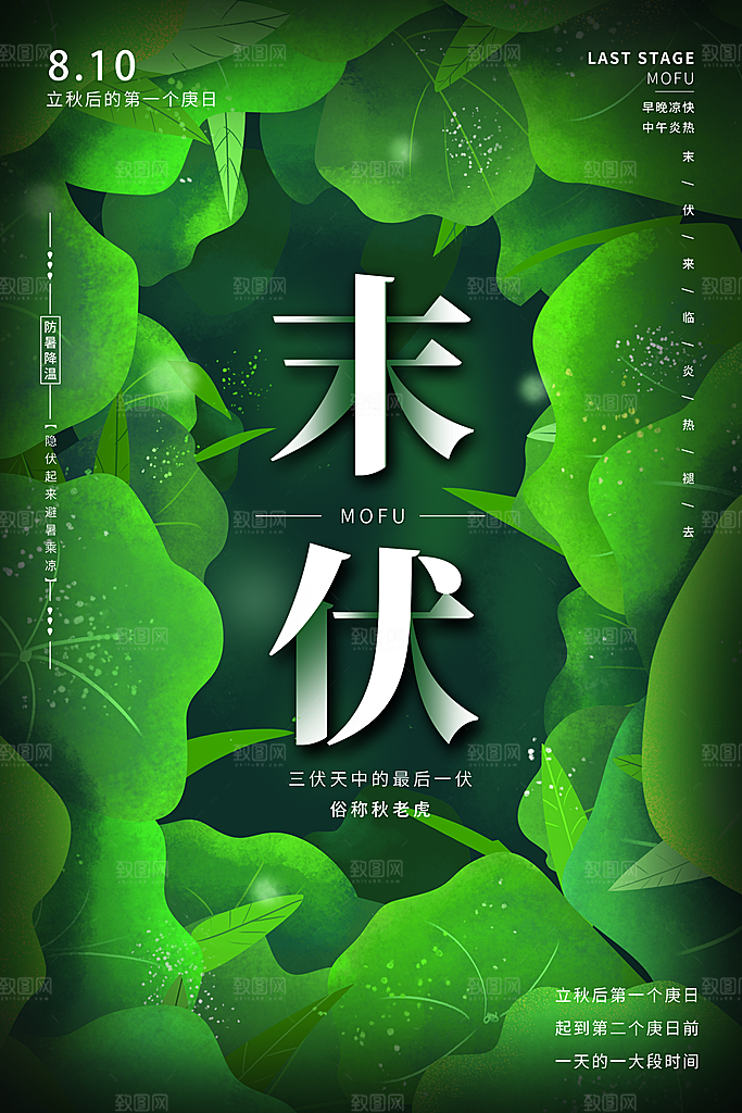 夏日初伏中伏三伏天海报