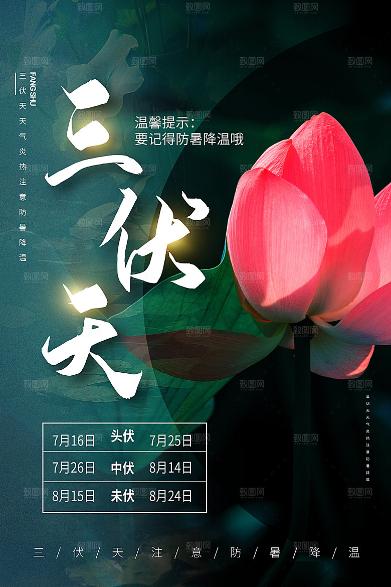 夏日初伏中伏三伏天海报
