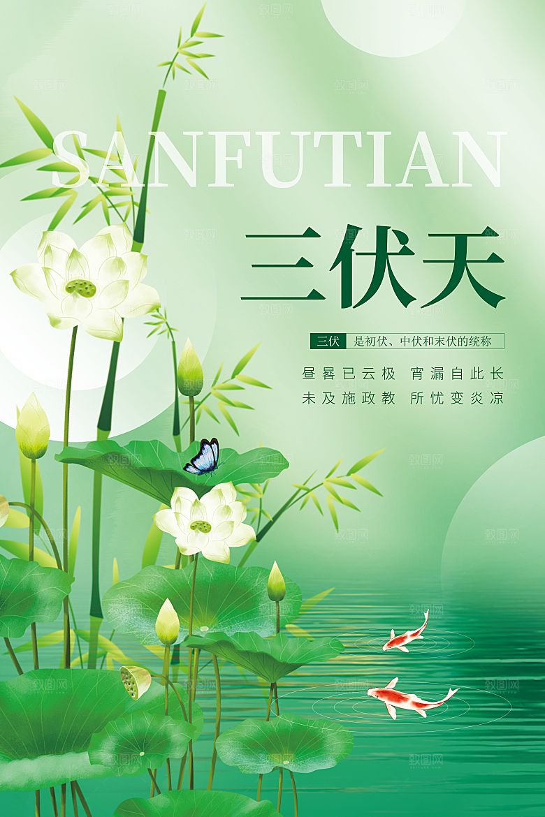 夏日初伏中伏三伏天海报