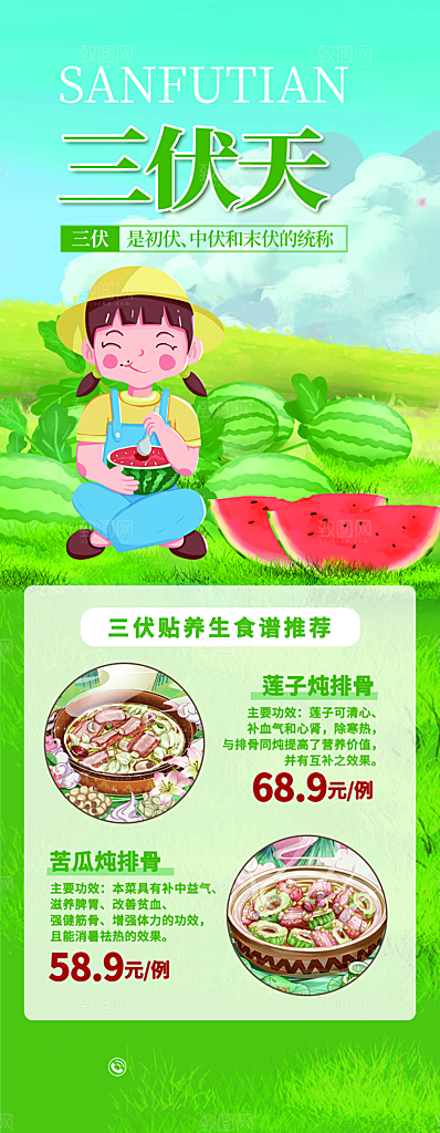 夏日初伏中伏三伏天海报