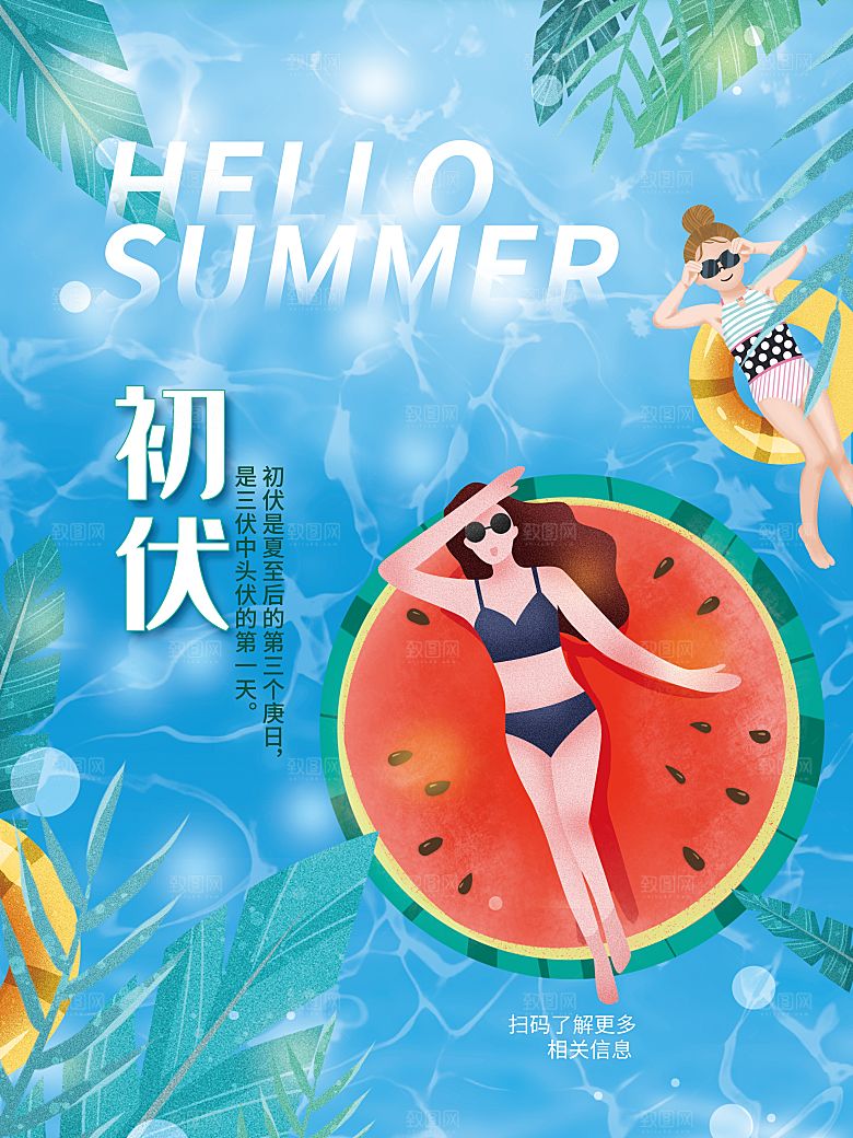 简约大气夏季三伏天海报模板