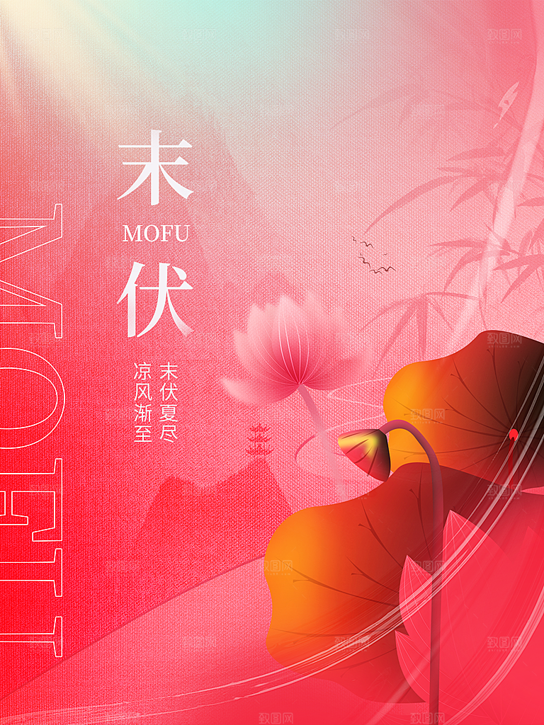 夏日初伏中伏三伏天海报