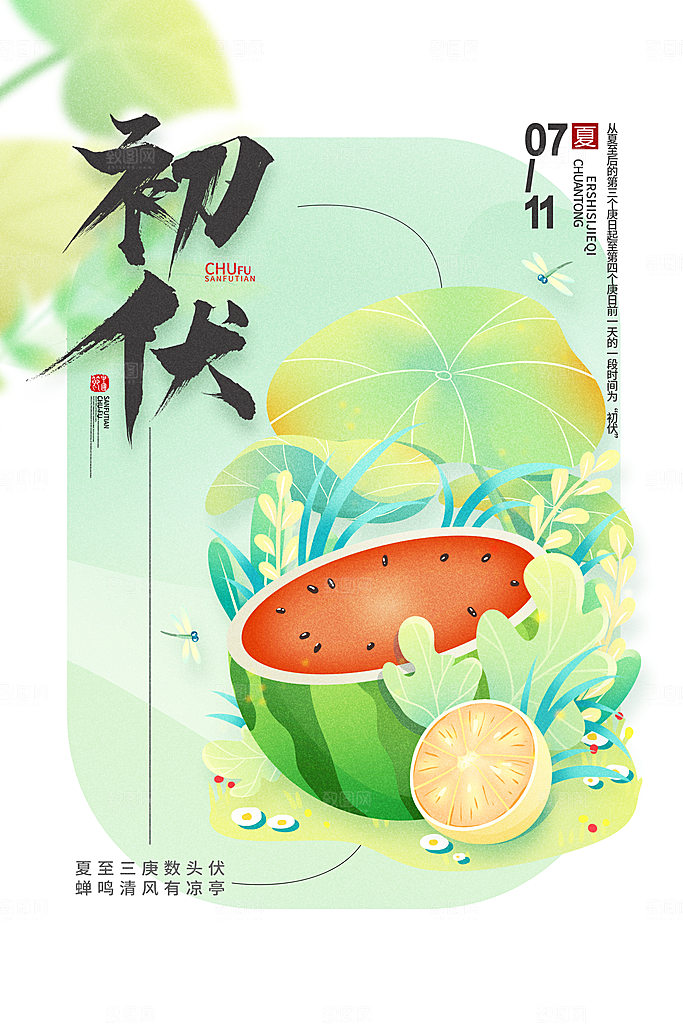 简约大气夏季三伏天海报模板