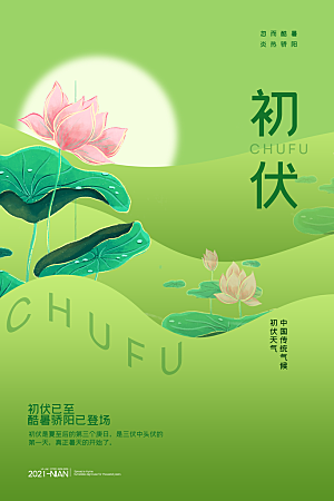 简约大气夏季三伏天海报模板