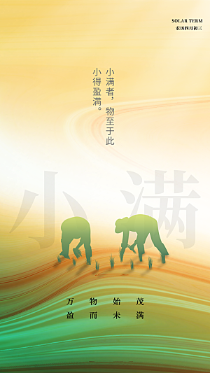 小满节气简约大气海报