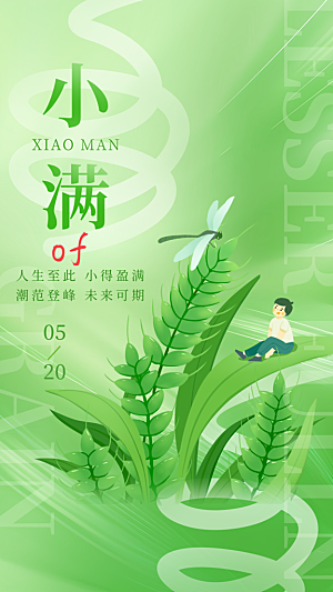 小满节气简约大气海报