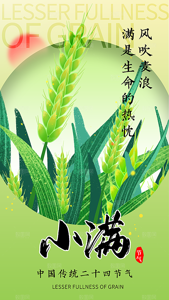 小满节气简约大气海报