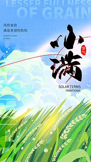 小满节气简约大气海报