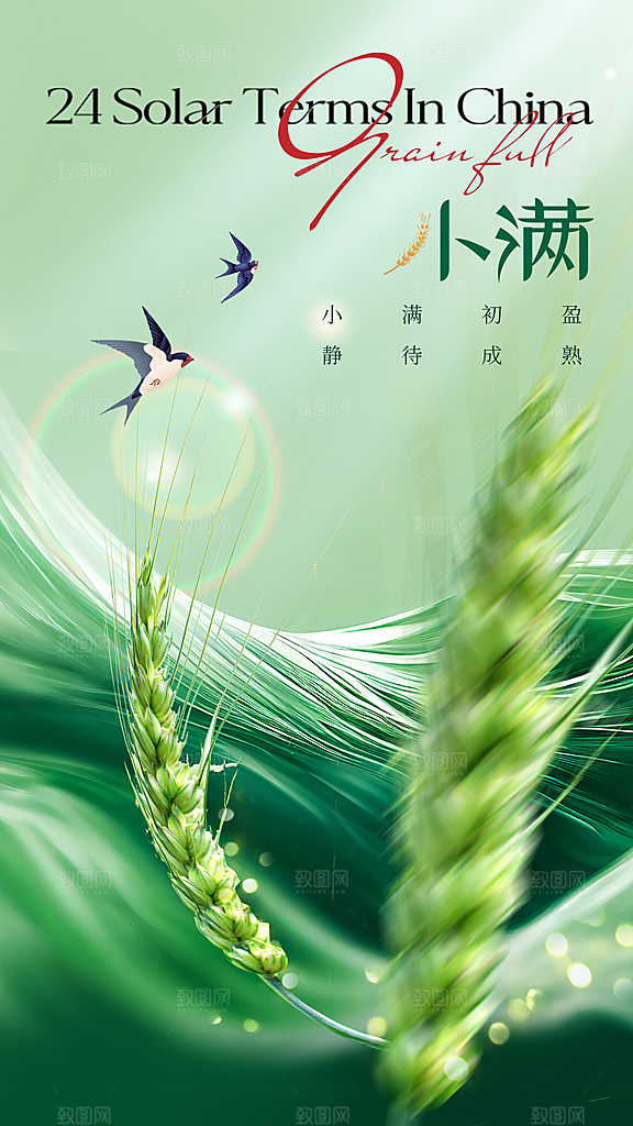 传统节气小满海报模版