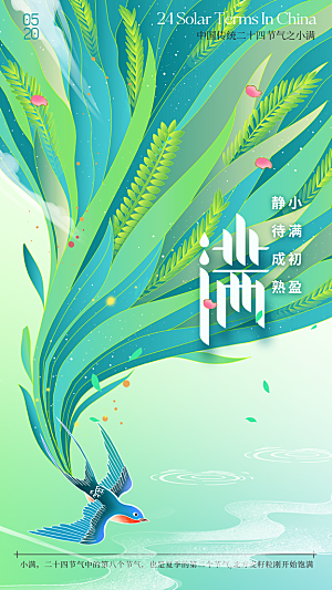传统节气小满海报模版