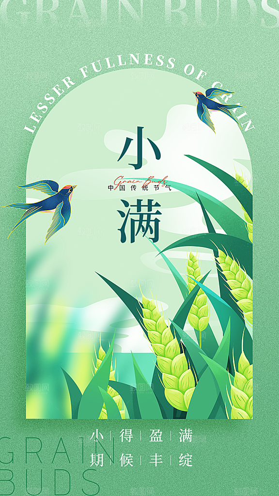 传统节气小满海报模版