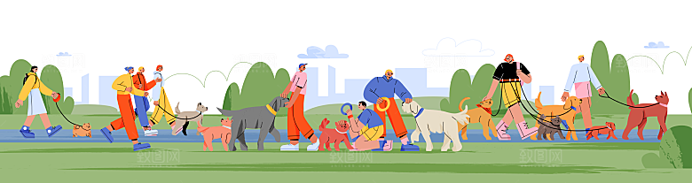 潮流户外运动锻炼大自然场景扁平人物插画
