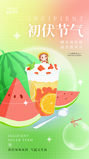 夏日初伏中伏三伏天海报