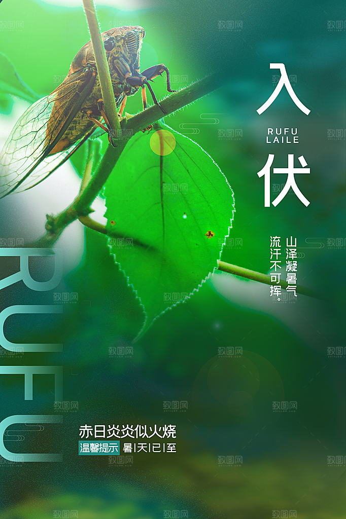 简约大气夏季三伏天海报模板