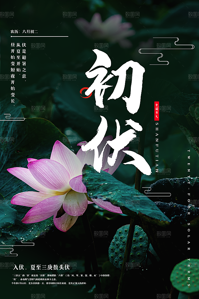 夏日初伏中伏三伏天海报
