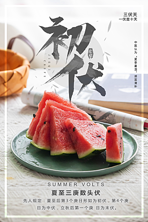 简约大气夏季三伏天海报模板