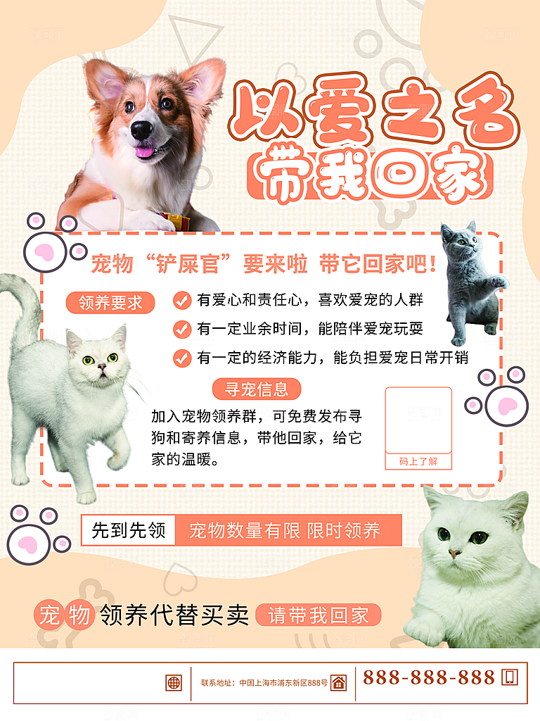 宠物动物口粮商店美容海报